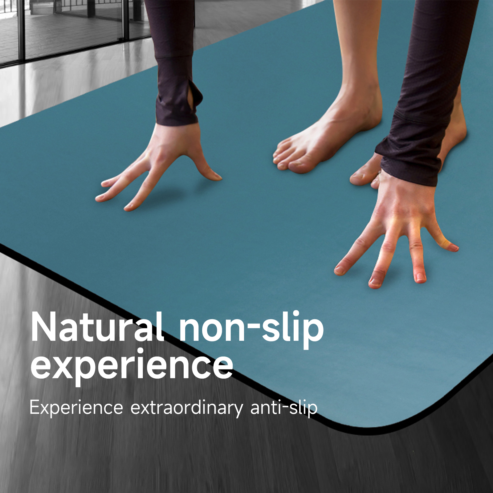 Nature Rubber - 185*68*0.45cm - Single Color Professional Yoga Mat with Laser Printed Alignment Lines - side view