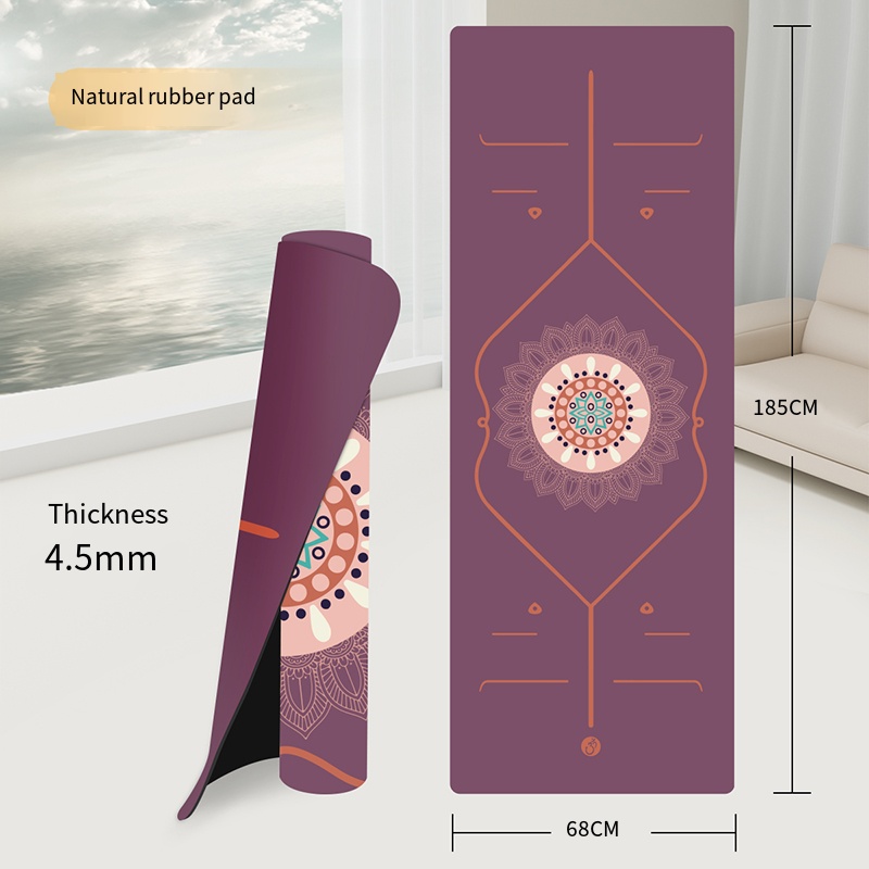 Nature Rubber - 2 - 185*68*0.45cm - Single Color Professional Yoga Mat with Latex Printed Alignment Lines - texture close-up