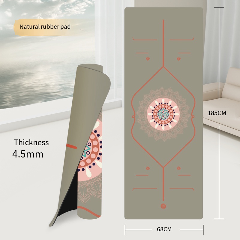 Nature Rubber - 2 - 185*68*0.45cm - Single Color Professional Yoga Mat with Latex Printed Alignment Lines