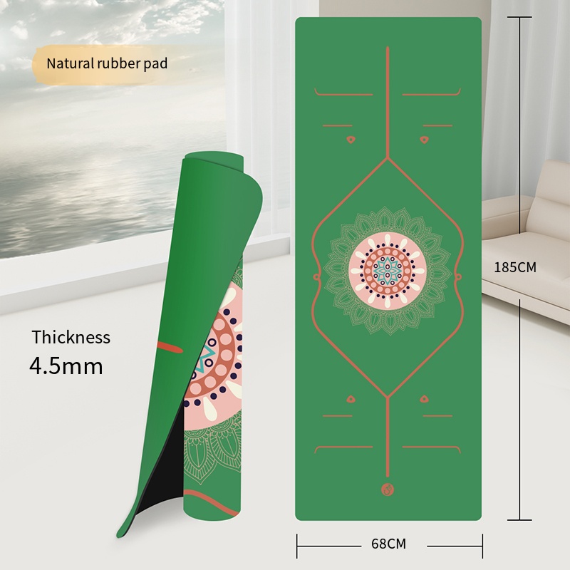 Nature Rubber - 2 - 185*68*0.45cm - Single Color Professional Yoga Mat with Latex Printed Alignment Lines - in-use view