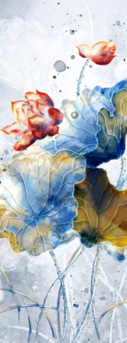Nature Rubber - Oil Painting - 2 - 185*68*0.45cm - Single Color Printed Yoga Mat with Latex Printed Alignment Lines - side view